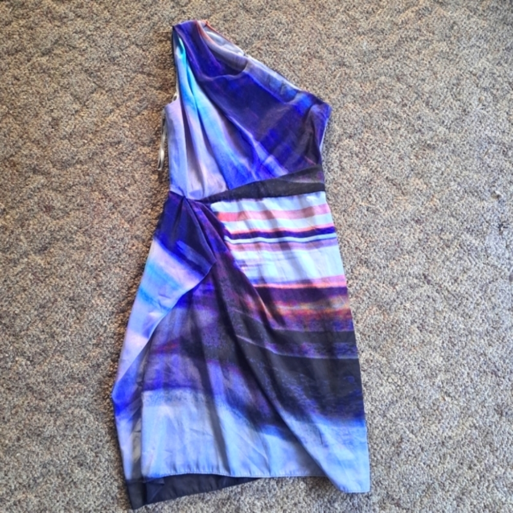 Rachel Roy One Shoulder Elegant Blue and Purple Dress